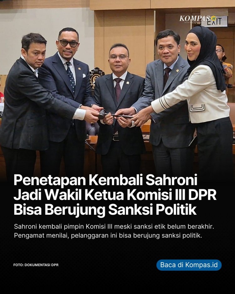 NasDem Usul Sahroni Aktif Lagi di Komisi III Usai Nonaktif 6 Bulan