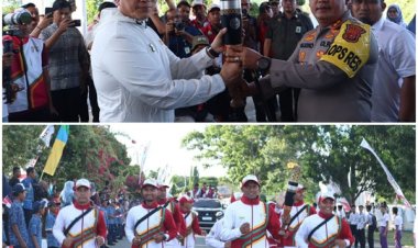 Kapolres Aceh Besar Sambut Kedatangan Kirab Api PON XXI Aceh-Sumut 2024