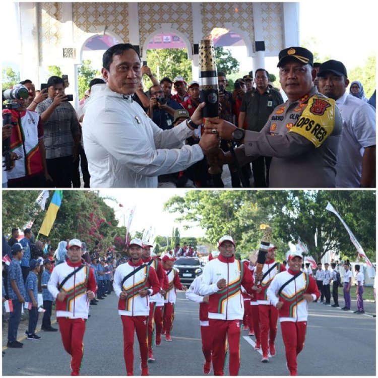 Kapolres Aceh Besar Sambut Kedatangan Kirab Api PON XXI Aceh-Sumut 2024